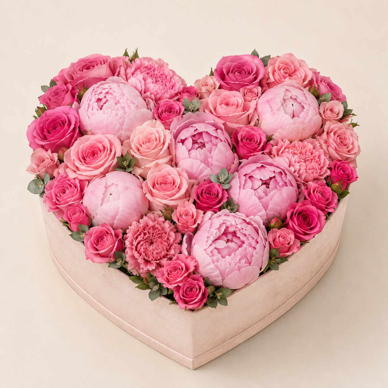 Arreglo floral en forma de corazón